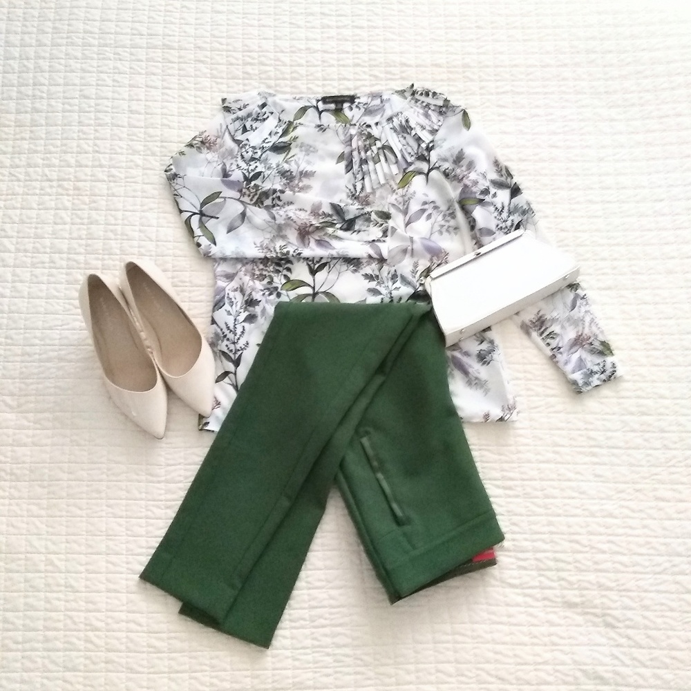 Anthropologie flat front green trousers